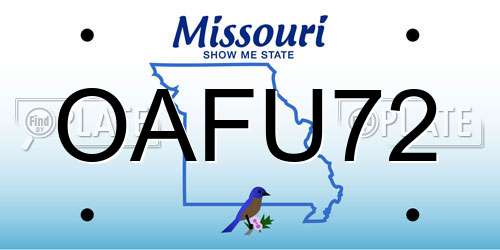 OAFU72 Missouri License Plate
