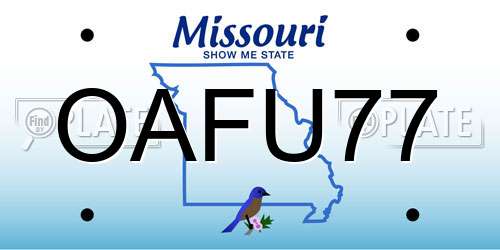 OAFU77 Missouri License Plate
