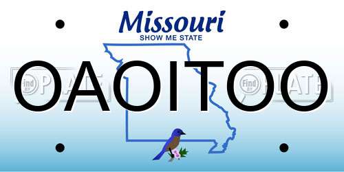 OAOITOO Missouri License Plate