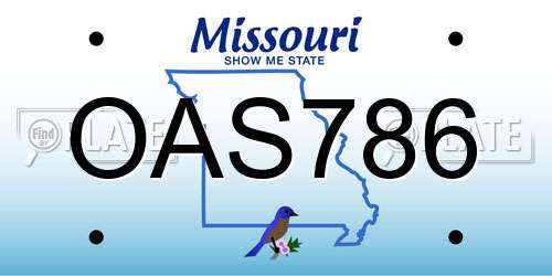 OAS786 Missouri License Plate