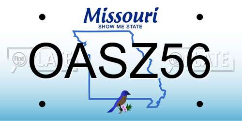 OASZ56 Missouri License Plate