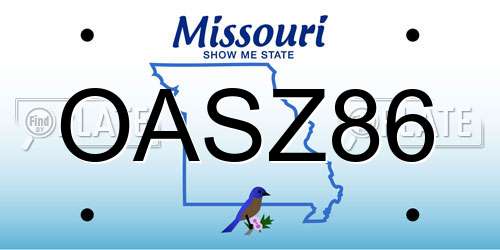 OASZ86 Missouri License Plate