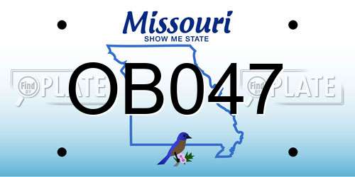 OB047 Missouri License Plate