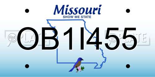 OB1I455 Missouri License Plate