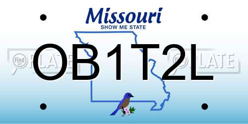 OB1T2L Missouri License Plate