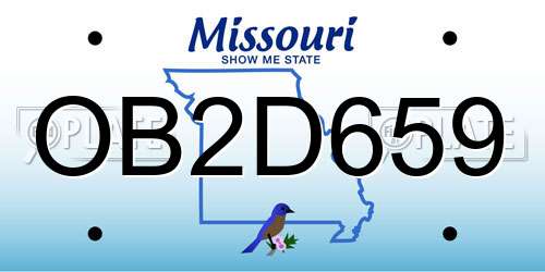 OB2D659 Missouri License Plate