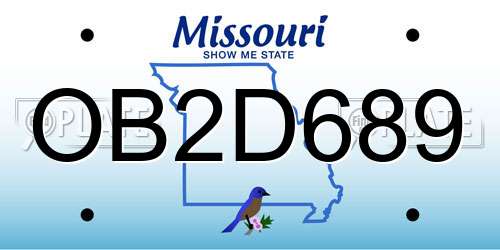 OB2D689 Missouri License Plate