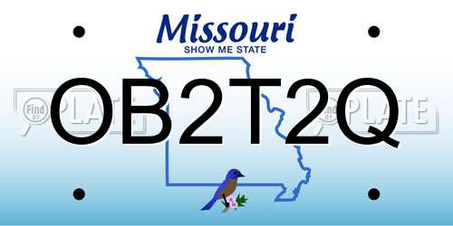 OB2T2Q Missouri License Plate