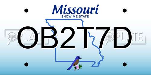 OB2T7D Missouri License Plate