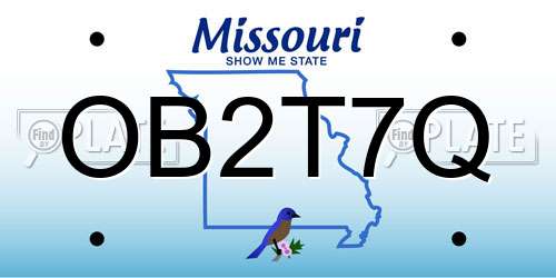 OB2T7Q Missouri License Plate