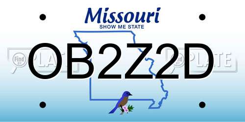 OB2Z2D Missouri License Plate