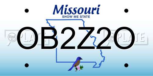 OB2Z2O Missouri License Plate