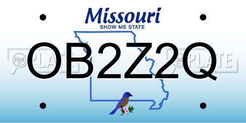 OB2Z2Q Missouri License Plate