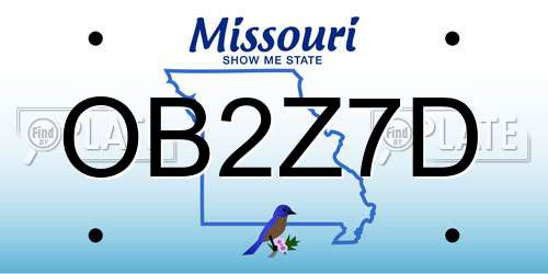 OB2Z7D Missouri License Plate