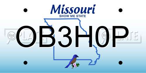 OB3H0P Missouri License Plate