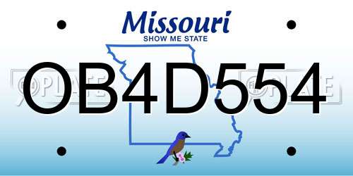 OB4D554 Missouri License Plate