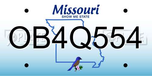 OB4Q554 Missouri License Plate