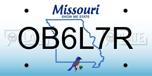 OB6L7R Missouri License Plate