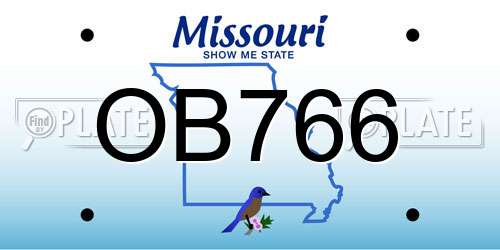 OB766 Missouri License Plate