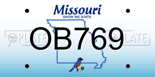 OB769 Missouri License Plate