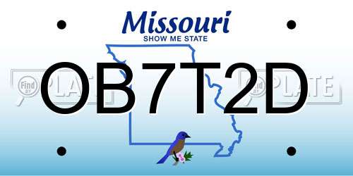 OB7T2D Missouri License Plate