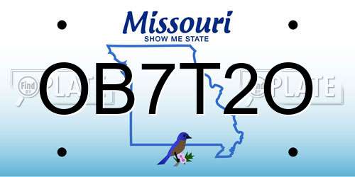 OB7T2O Missouri License Plate