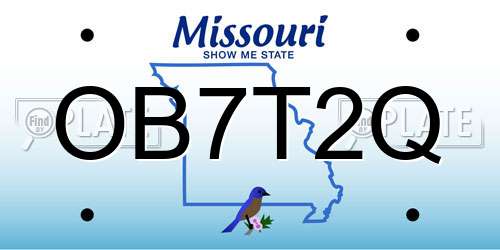 OB7T2Q Missouri License Plate