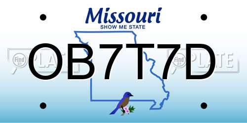 OB7T7D Missouri License Plate
