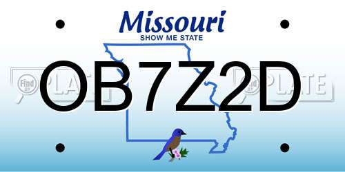 OB7Z2D Missouri License Plate