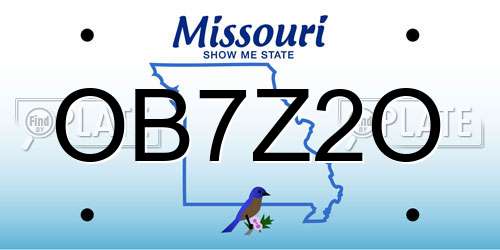OB7Z2O Missouri License Plate