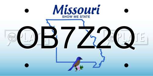 OB7Z2Q Missouri License Plate