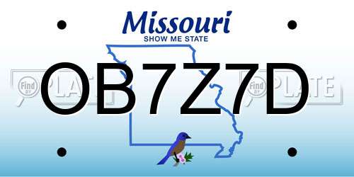 OB7Z7D Missouri License Plate