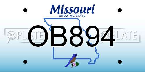 OB894 Missouri License Plate