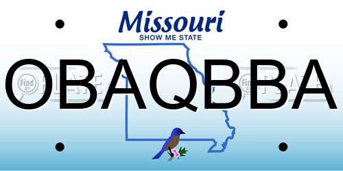 OBAQBBA Missouri License Plate