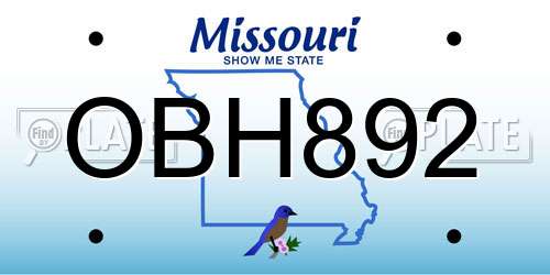 OBH892 Missouri License Plate