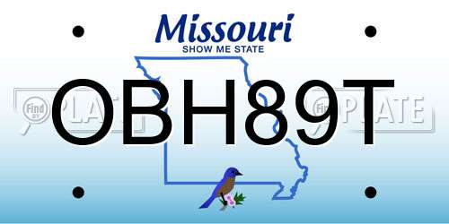 OBH89T Missouri License Plate