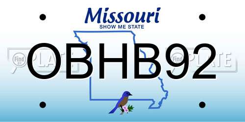 OBHB92 Missouri License Plate