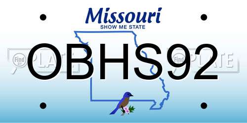 OBHS92 Missouri License Plate