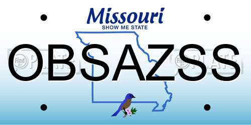 OBSAZSS Missouri License Plate