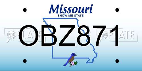 OBZ871 Missouri License Plate