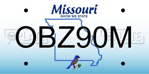 OBZ90M Missouri License Plate