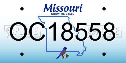 OC18558 Missouri License Plate