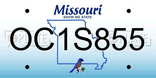 OC1S855 Missouri License Plate
