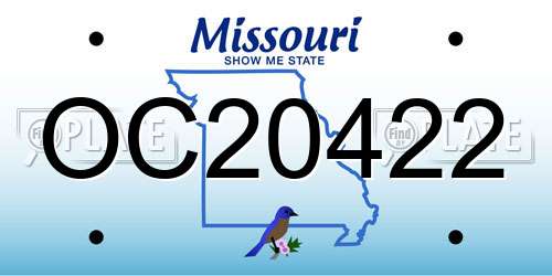 OC20422 Missouri License Plate