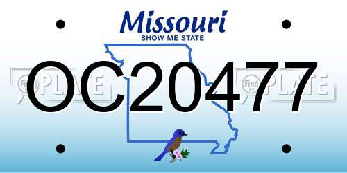 OC20477 Missouri License Plate