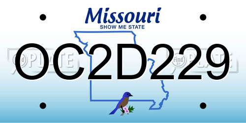 OC2D229 Missouri License Plate