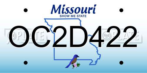 OC2D422 Missouri License Plate