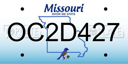 OC2D427 Missouri License Plate
