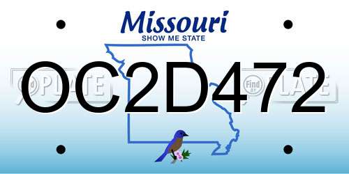 OC2D472 Missouri License Plate