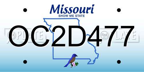 OC2D477 Missouri License Plate